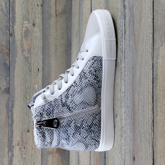 Vintage Havana Dayna High Top Snakeskin Zip Sneakers Two Laces - Picture 4 of 9